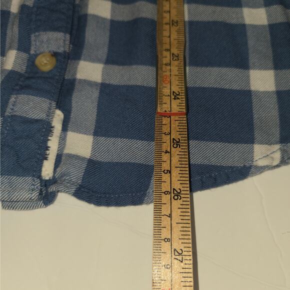 Ambercrombie & Fitch Womens Medium Button Up Shirt Blue Plaid Casual Lightweight - Picture 8 of 12